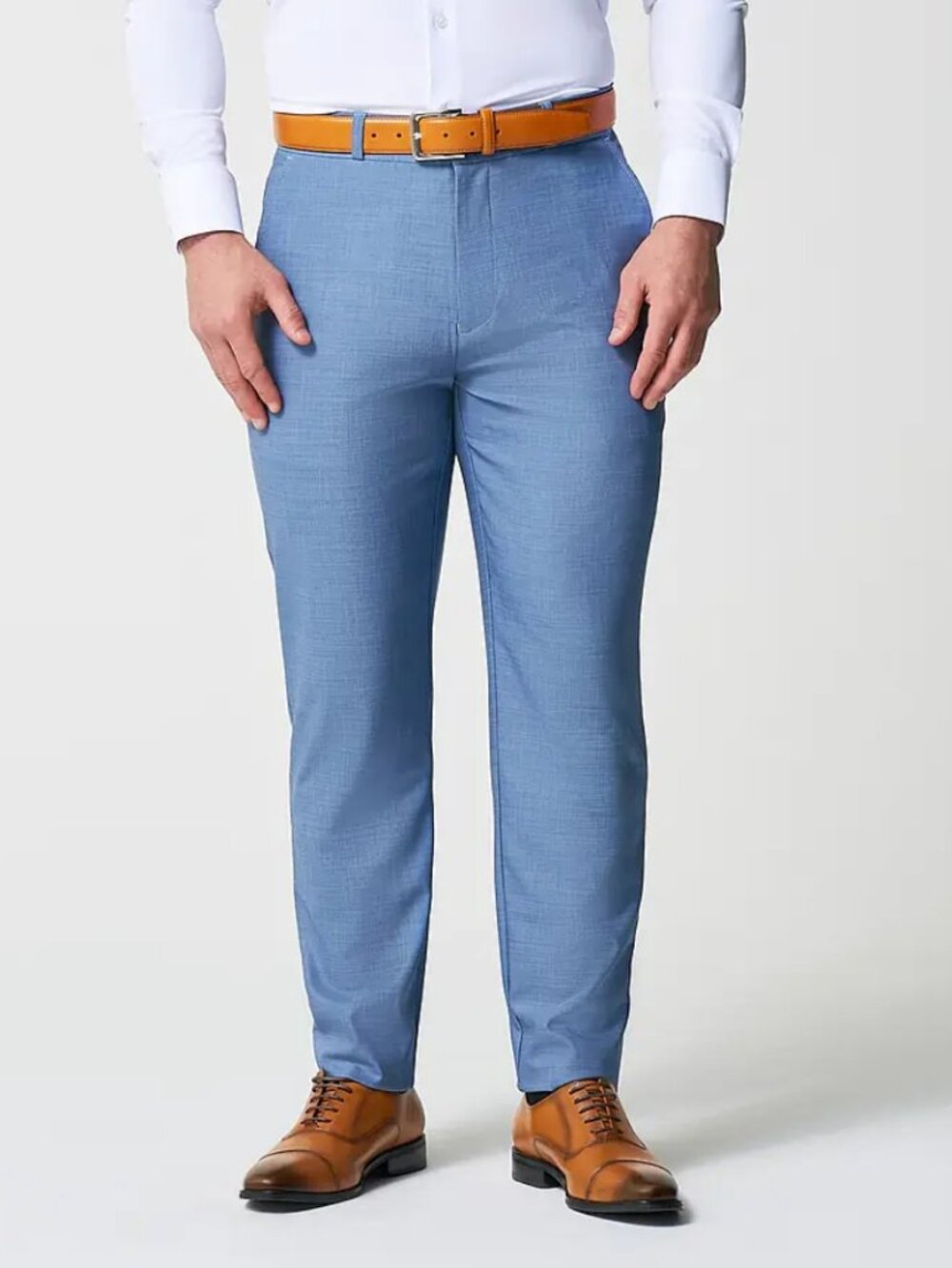 State & Liberty Athletic Fit Stretch Suit Pants Heathered Light Blue SIZE 36x33